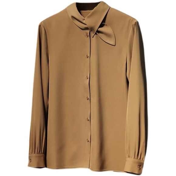 NWT Retro Style Chiffon Office Blouse Shirt Top Business Casual Both Colors - Picture 4 of 4